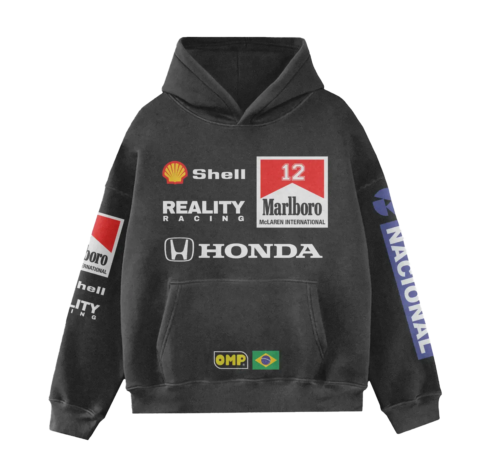Washed Senna Inspired Hoodie Reality Racing
