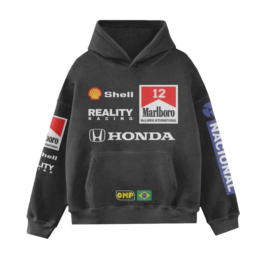 Washed Senna Inspired Hoodie Reality Racing