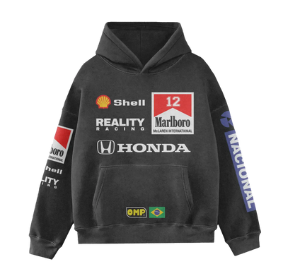 Washed Senna Inspired Hoodie Reality Racing