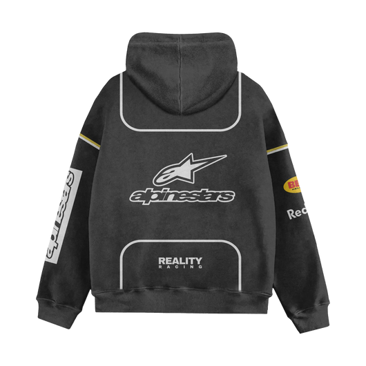 Washed Moto Inspired Hoodie Reality Racing