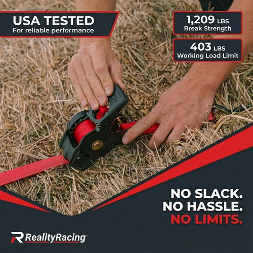 RealityRacing 1" x 10' Retractable Ratchet Straps