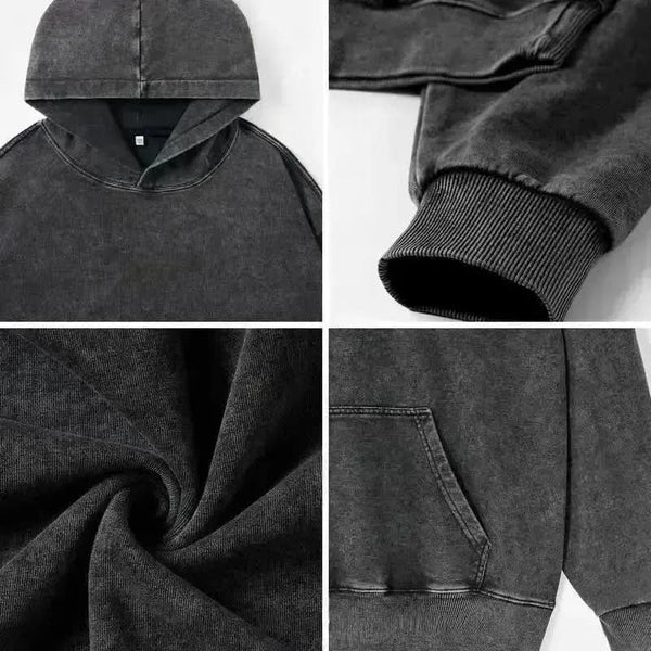 Washed Moto Inspired Hoodie