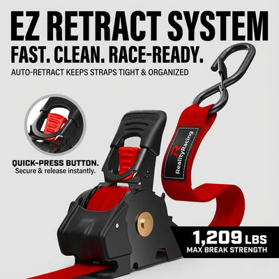 RealityRacing 1" x 10' Retractable Ratchet Straps